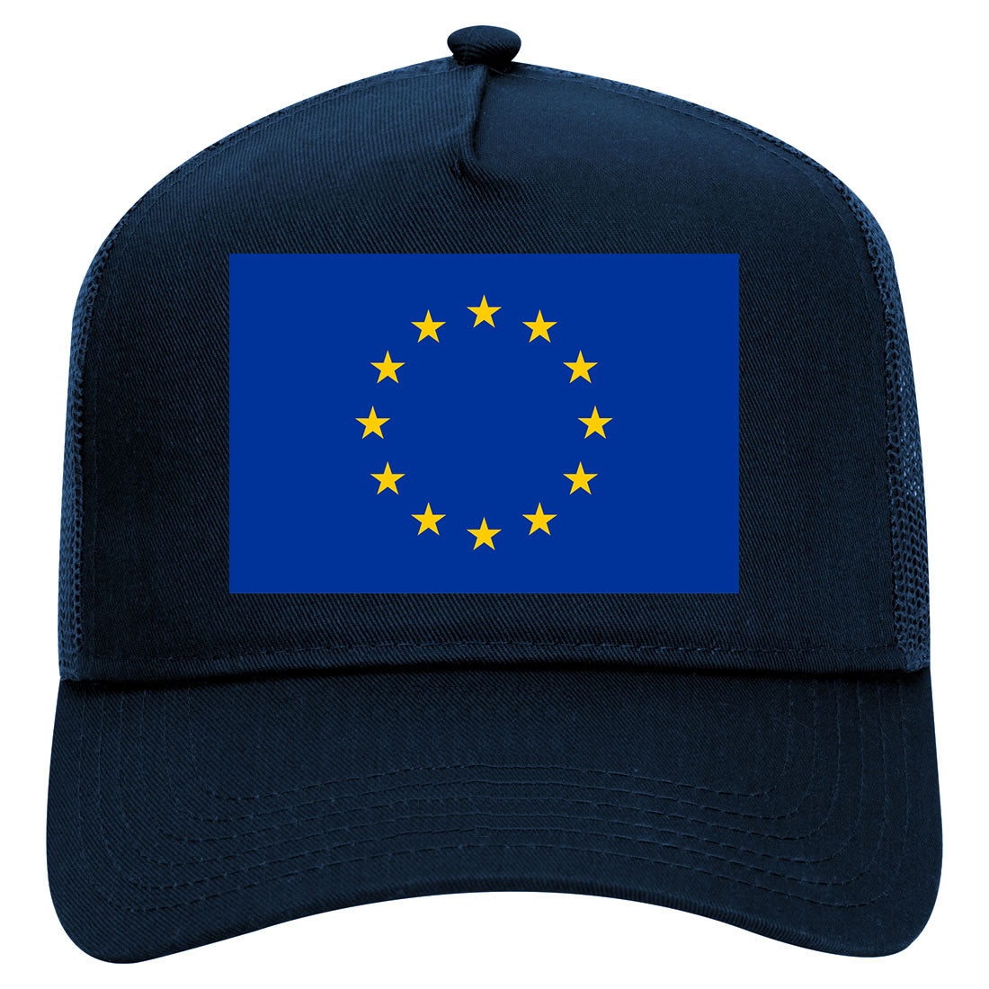 European Union Flag Mens Mesh Trucker Hat Navy Blue