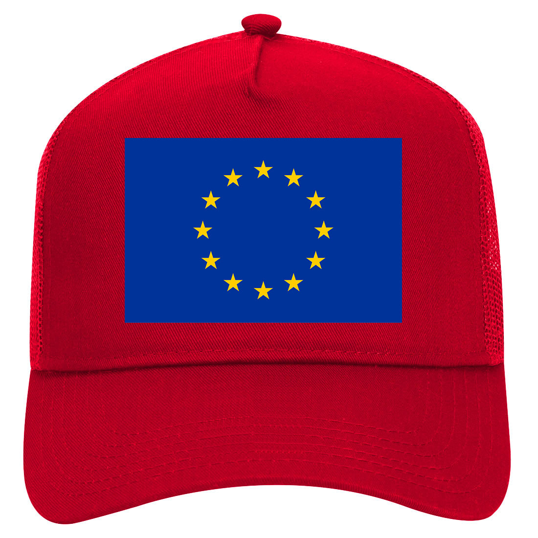 European Union Flag Mens Mesh Trucker Hat Red
