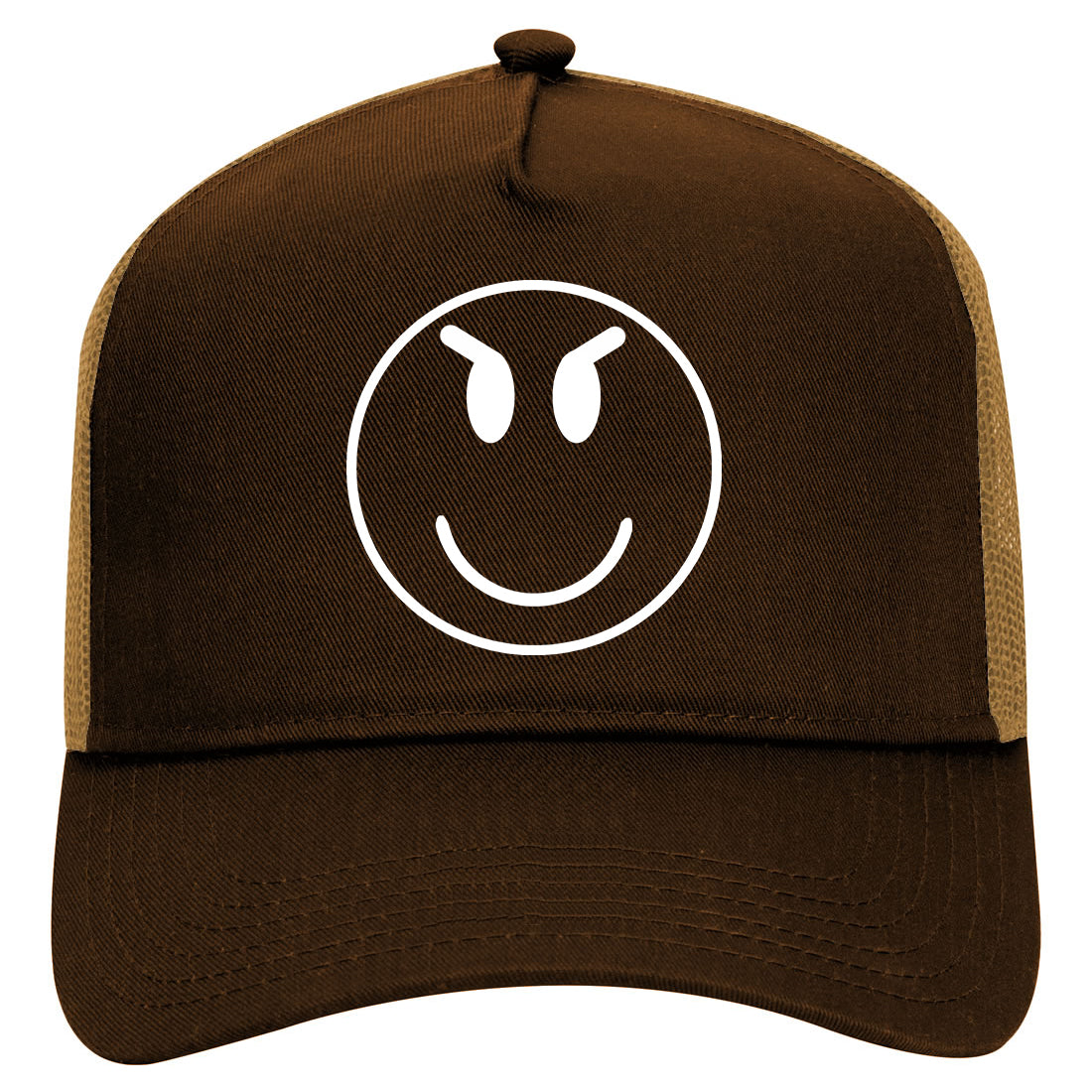 Evil Face Symbol Mens Mesh Trucker Hat Brown