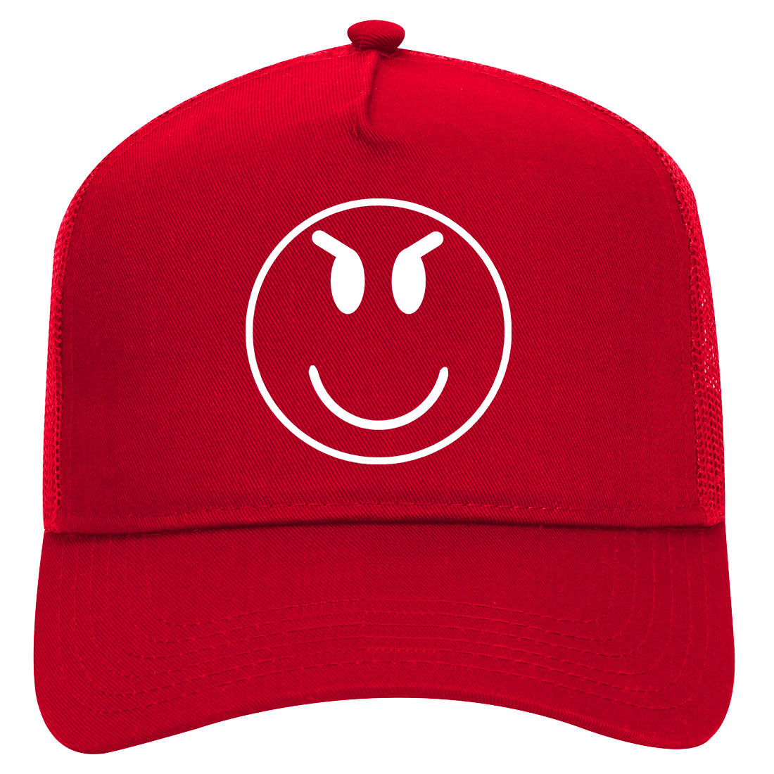 Evil Face Symbol Mens Mesh Trucker Hat Red