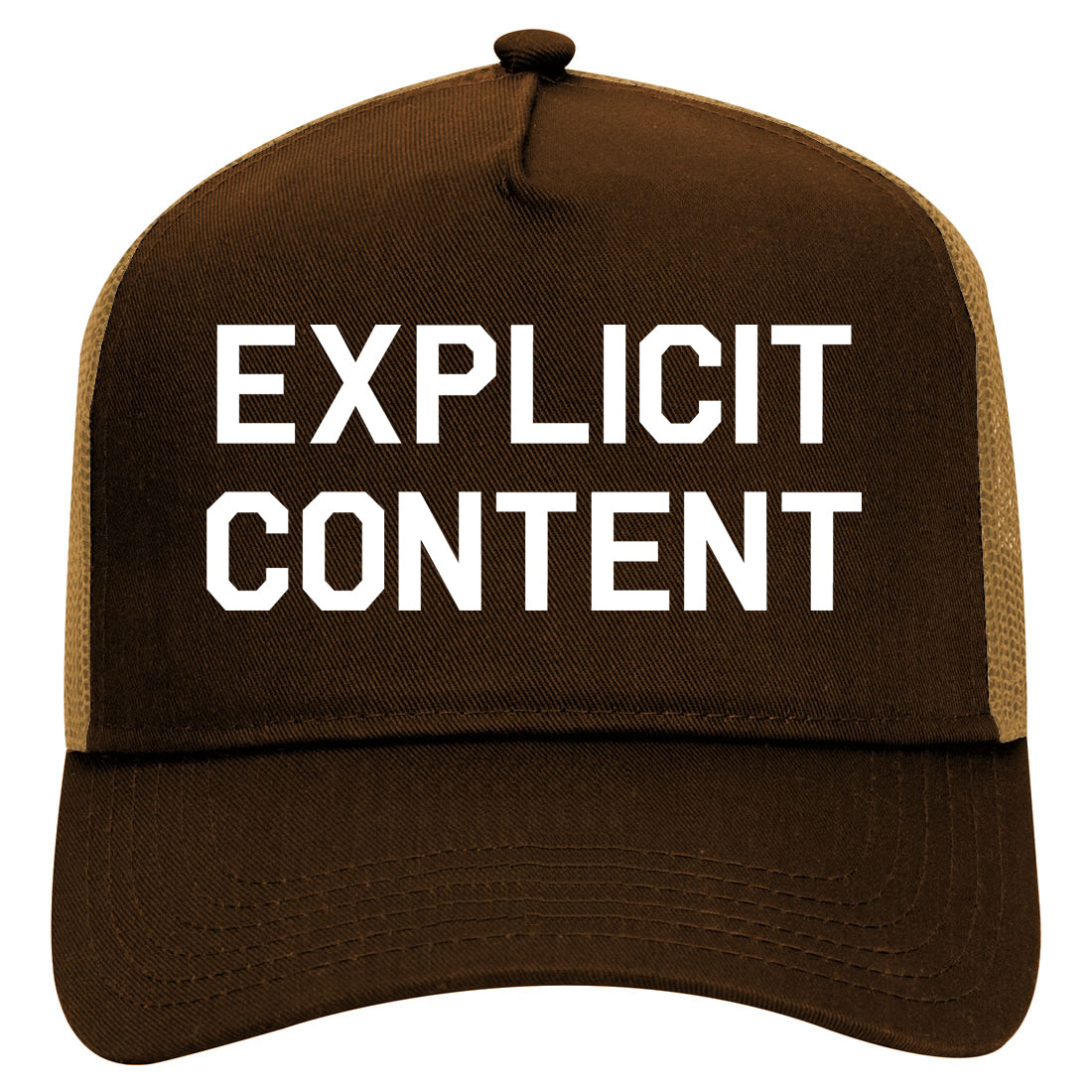 Explicit Content Mens Mesh Trucker Hat Brown