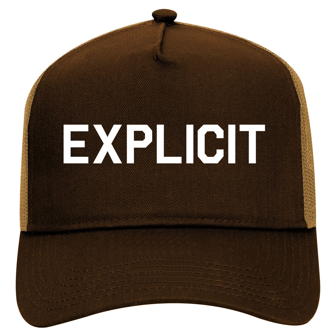 Explicit Mens Mesh Trucker Hat Brown