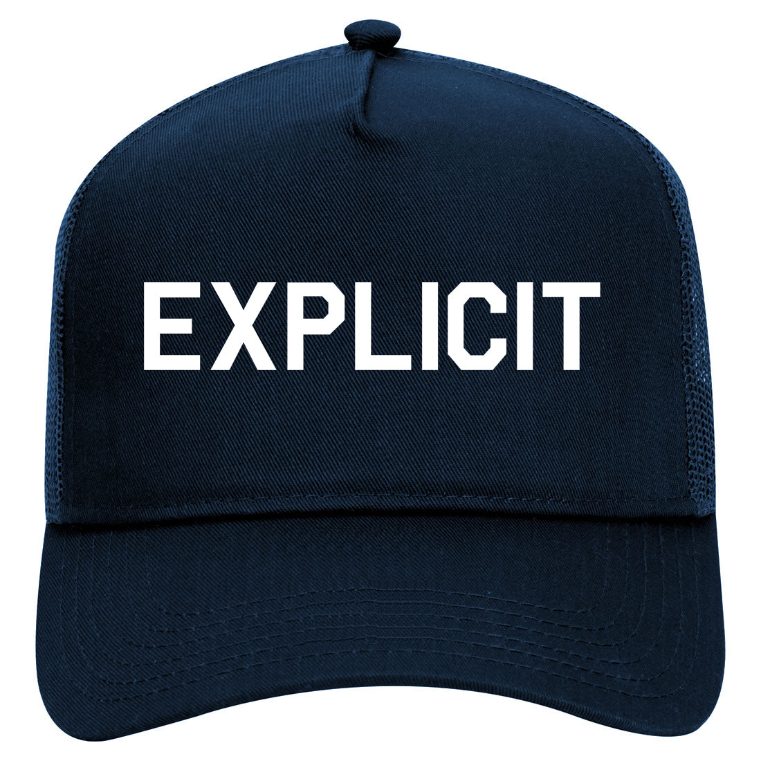 Explicit Mens Mesh Trucker Hat Navy Blue