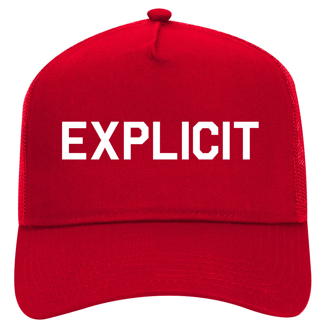 Explicit Mens Mesh Trucker Hat Red
