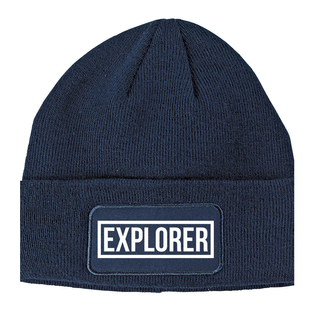Explorer Box Winter Knit Adult Beanie Hat Navy Blue