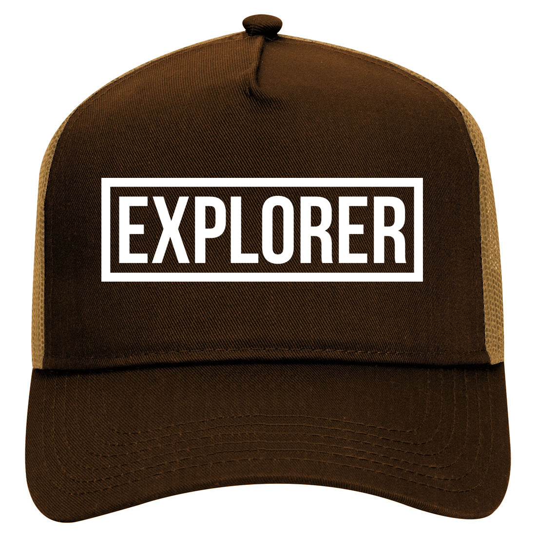 Explorer Box Mens Mesh Trucker Hat Brown