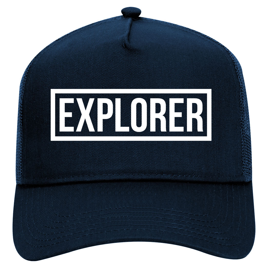 Explorer Box Mens Mesh Trucker Hat Navy Blue