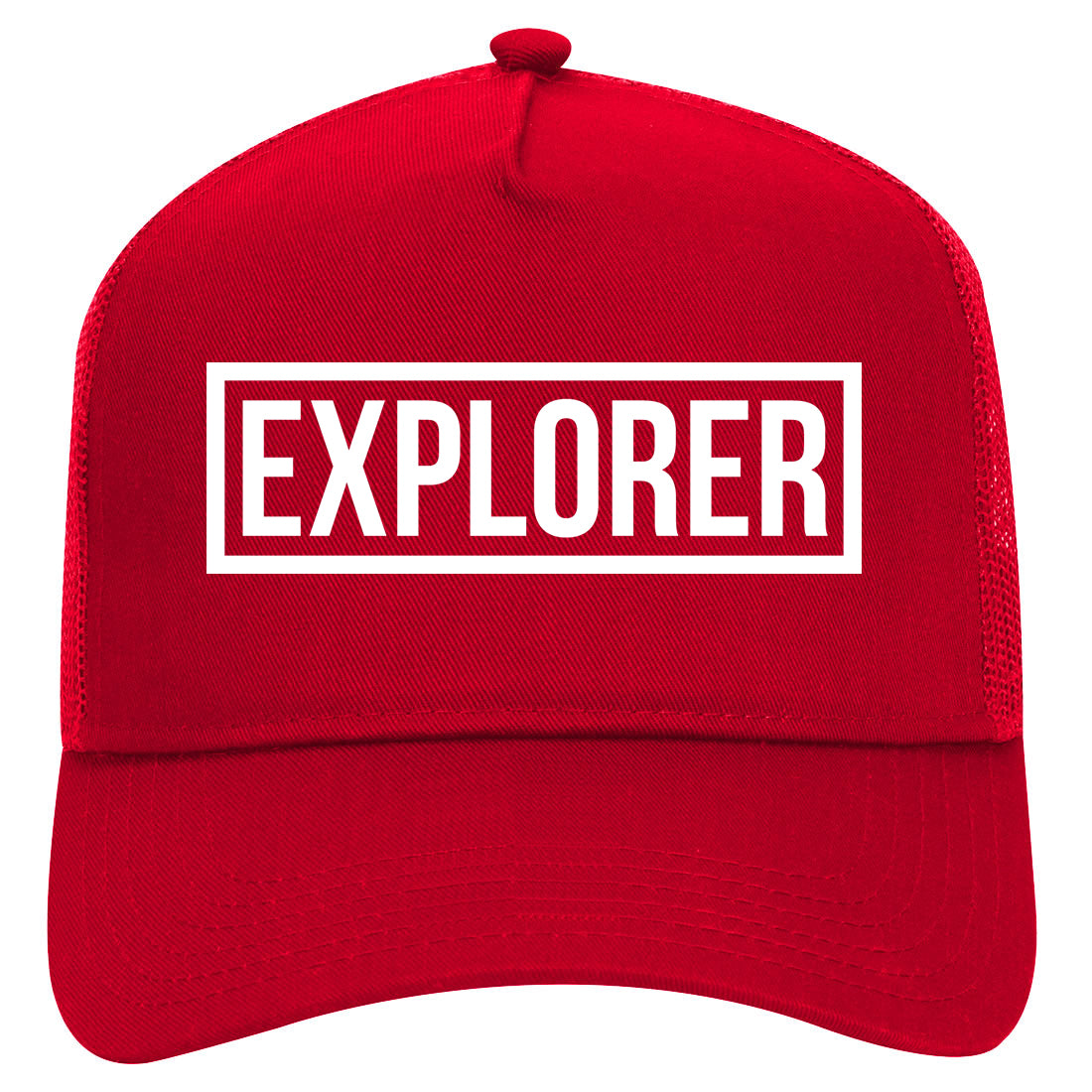 Explorer Box Mens Mesh Trucker Hat Red