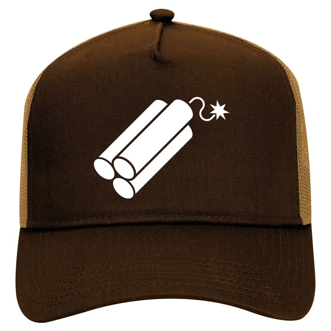 Explosive Bomb Mens Mesh Trucker Hat Brown