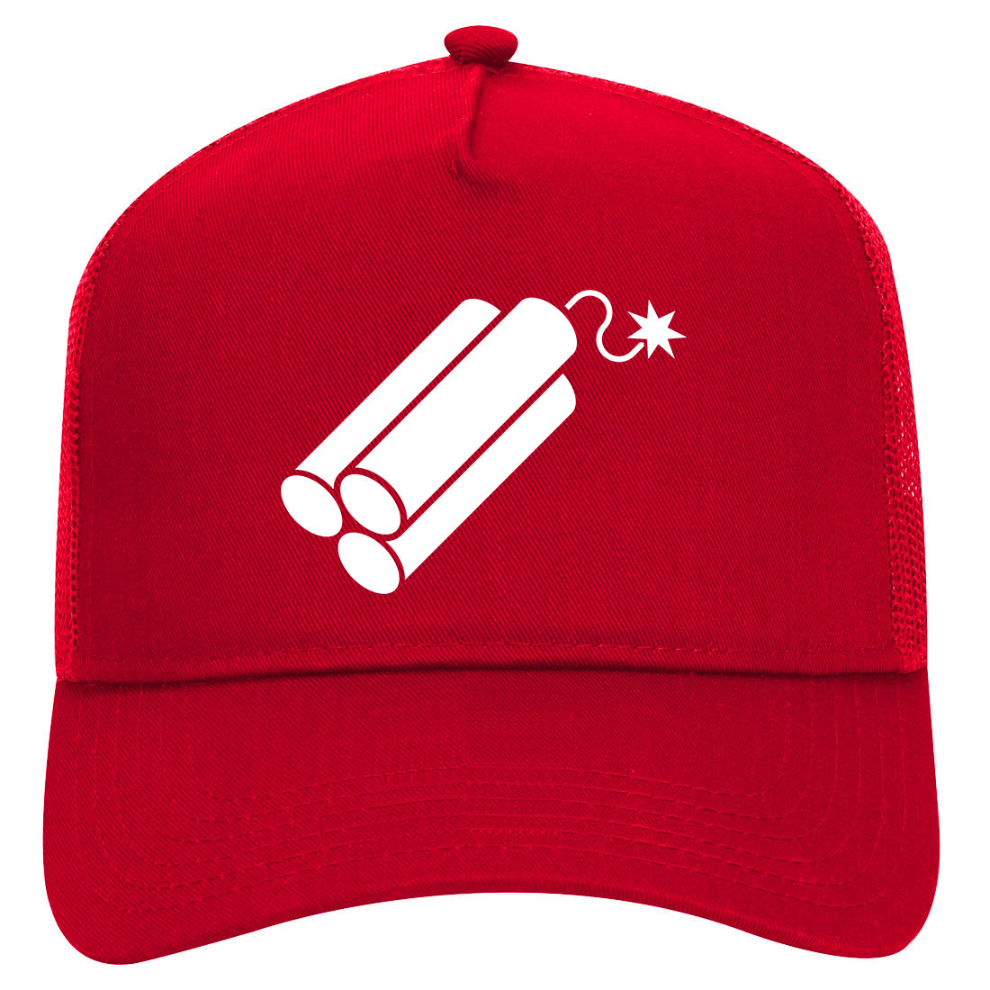Explosive Bomb Mens Mesh Trucker Hat Red