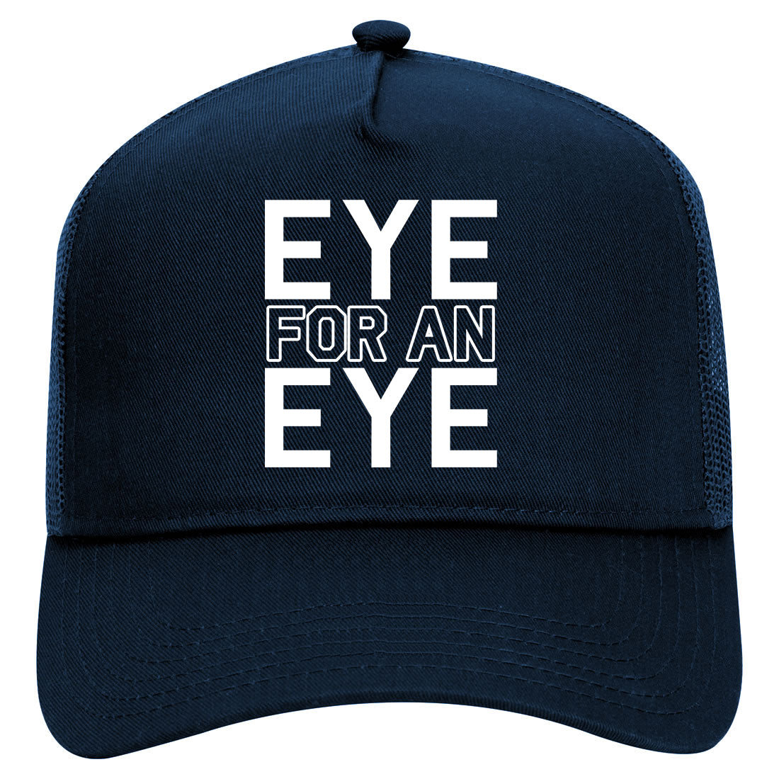 Eye For An Eye Mens Mesh Trucker Hat Navy Blue