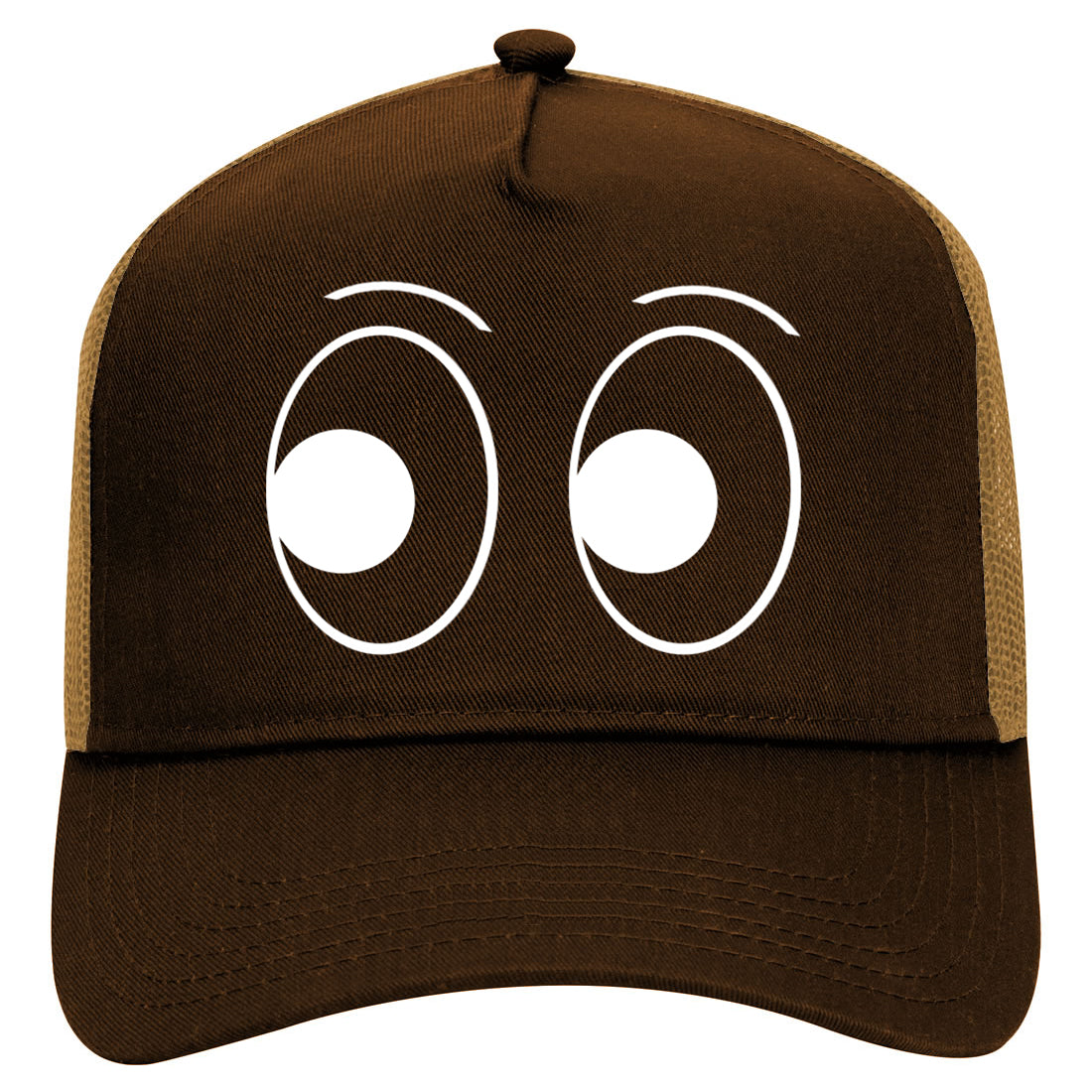 Eyes Looking Symbol Mens Mesh Trucker Hat Brown