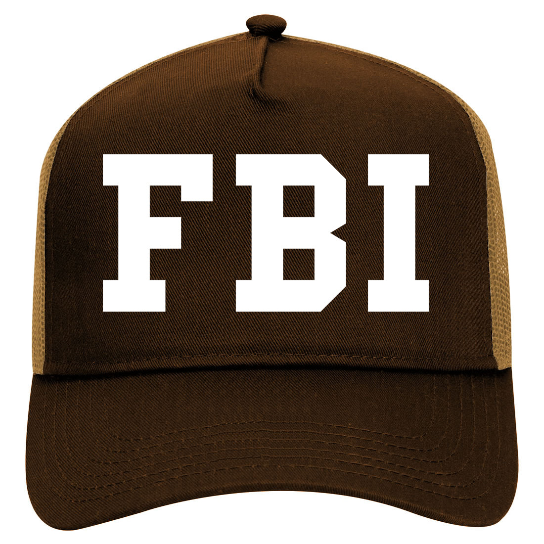 FBI Law Enforcement Mens Mesh Trucker Hat Brown