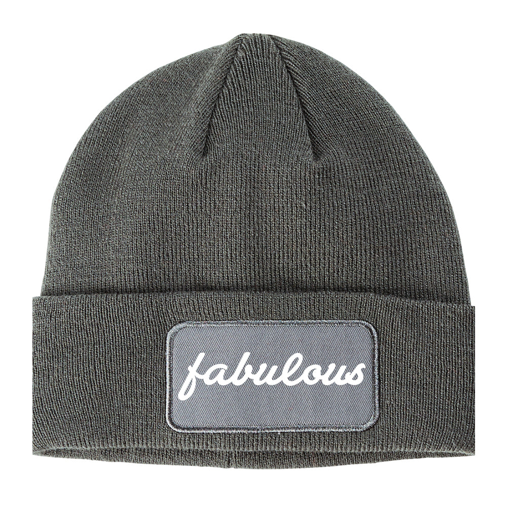 Fabulous Script Winter Knit Adult Beanie Hat Grey