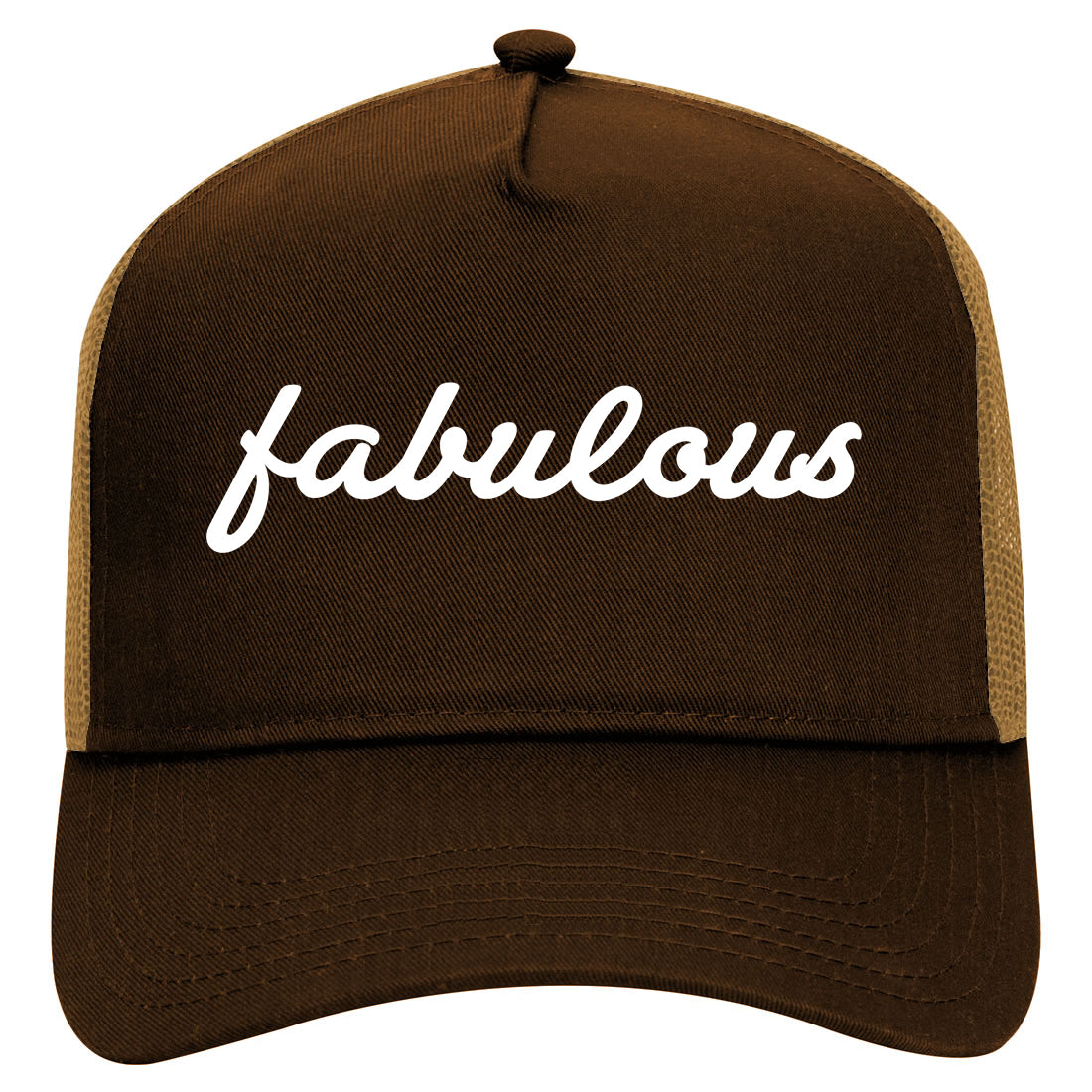Fabulous Script Mens Mesh Trucker Hat Brown