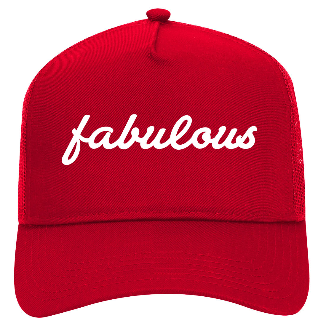 Fabulous Script Mens Mesh Trucker Hat Red