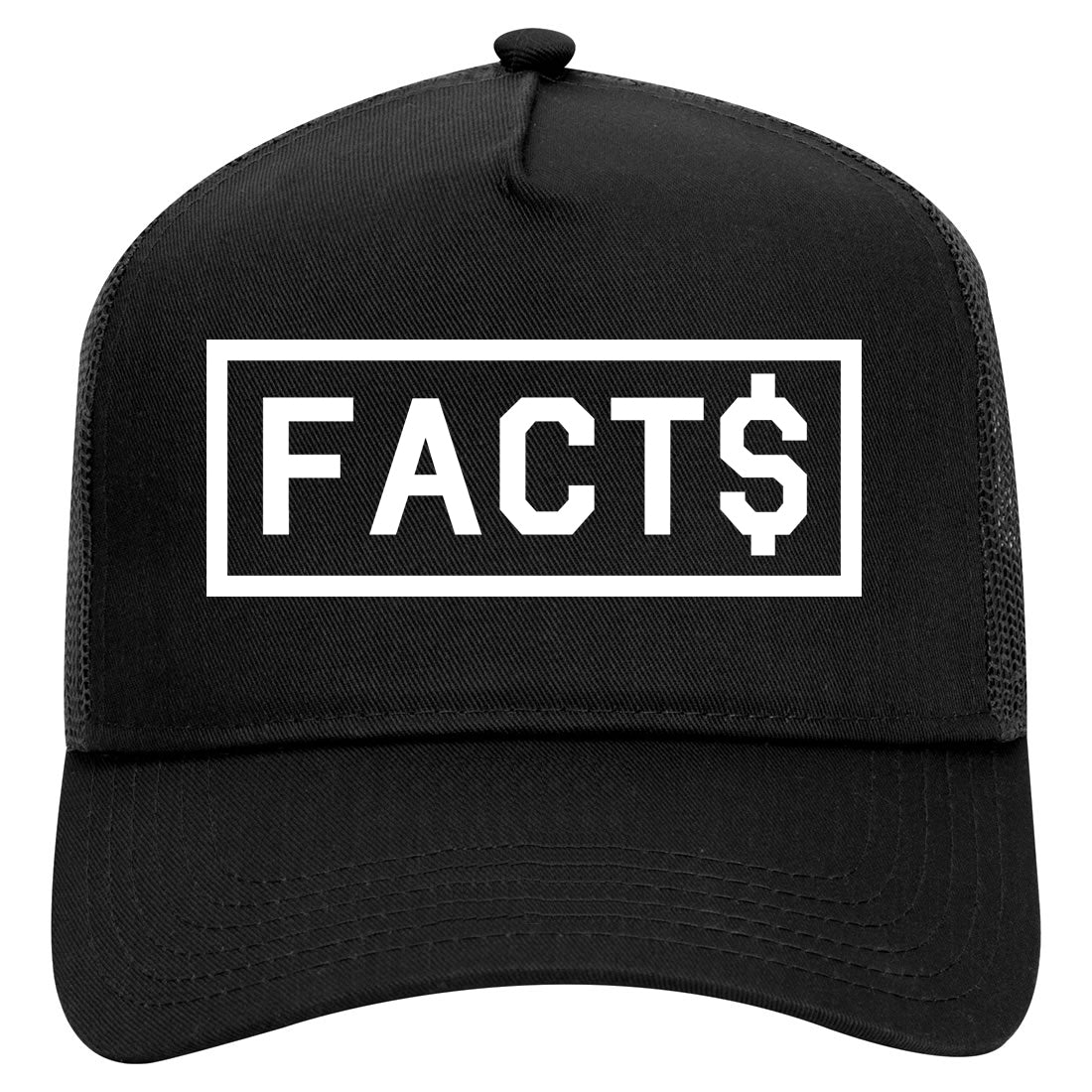 Facts Money Sign Box Mens Mesh Trucker Hat Black