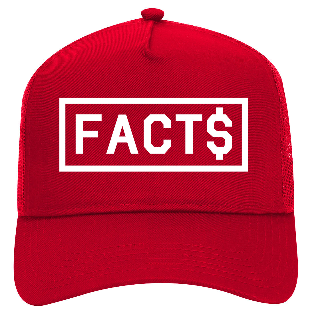 Facts Money Sign Box Mens Mesh Trucker Hat Red