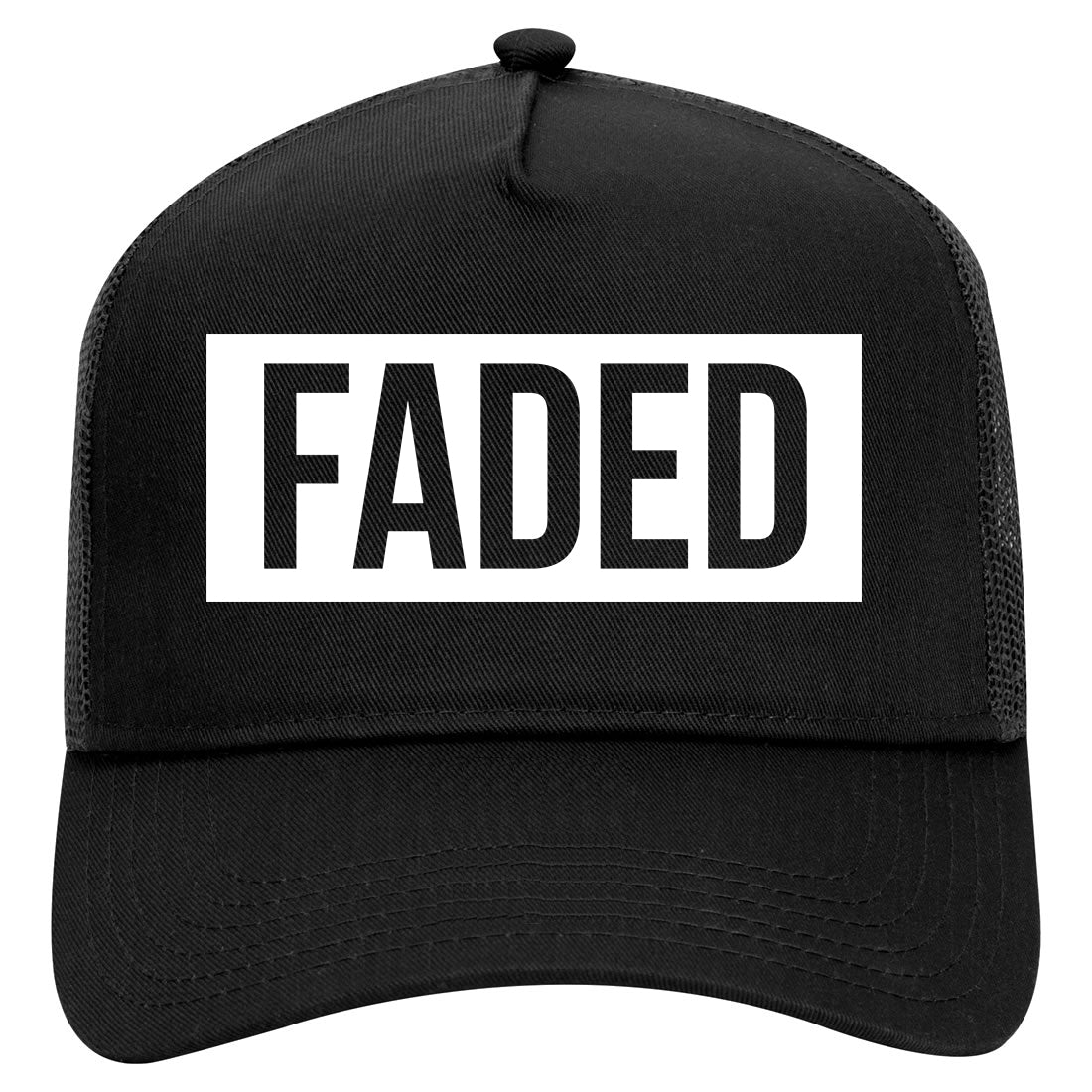 Faded High Box Logo Mens Mesh Trucker Hat Black