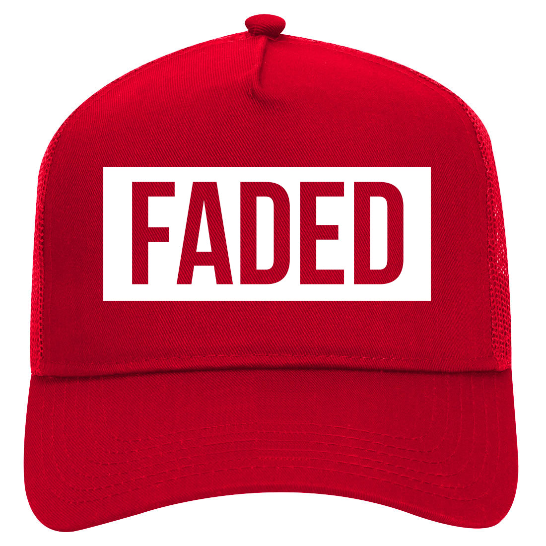 Faded High Box Logo Mens Mesh Trucker Hat Red