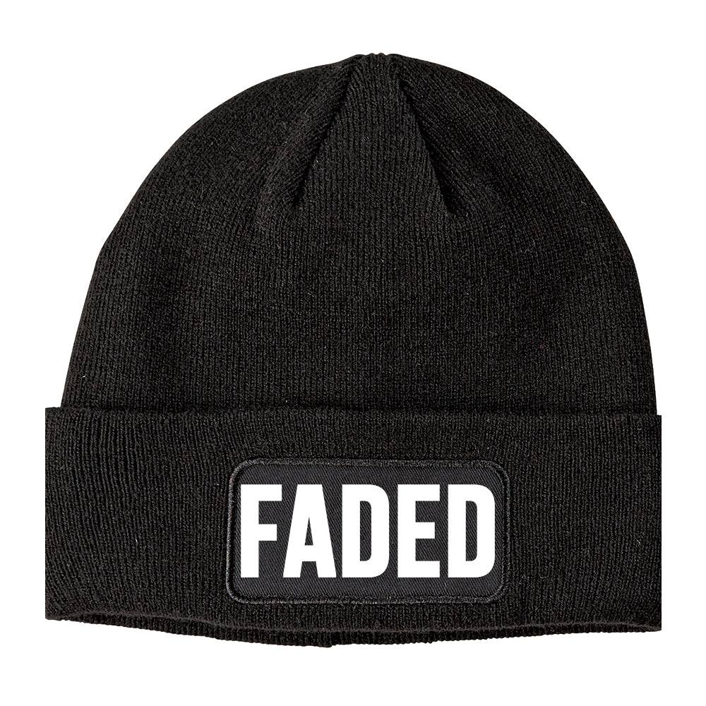 Faded High Letters Winter Knit Adult Beanie Hat Black