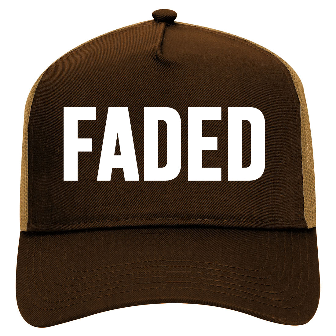 Faded High Letters Mens Mesh Trucker Hat Brown