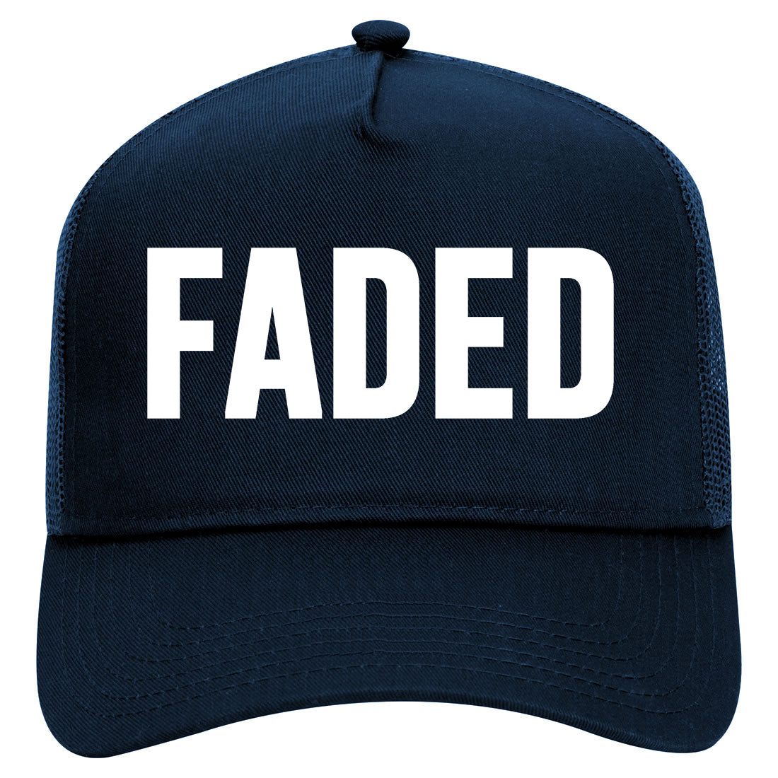 Faded High Letters Mens Mesh Trucker Hat Navy Blue