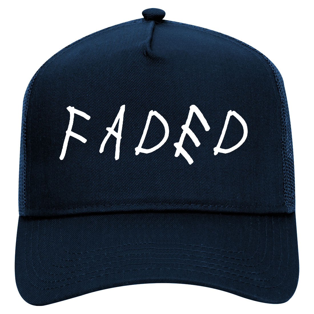Faded Weed Fade Mens Mesh Trucker Hat Navy Blue