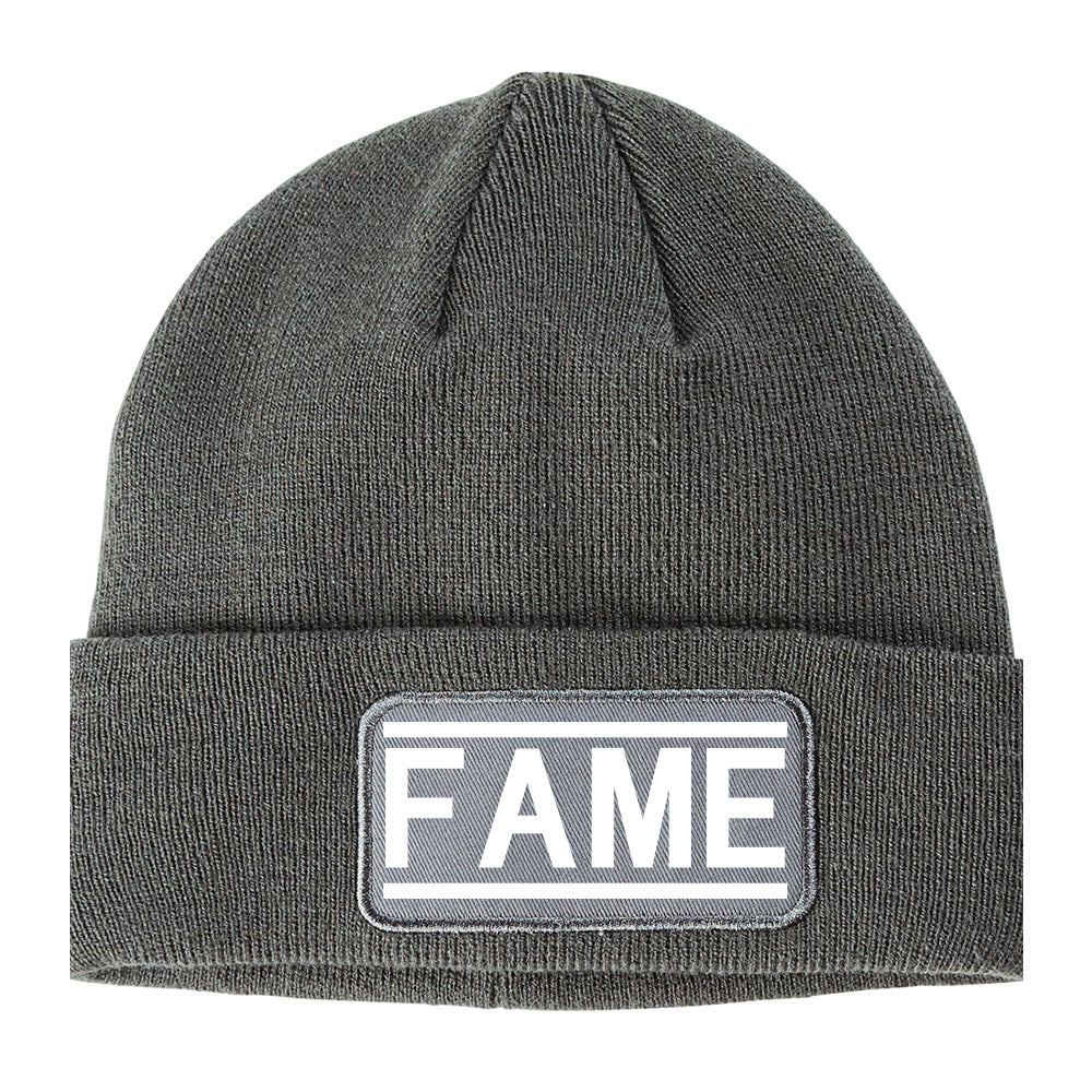 Fame Famous Winter Knit Adult Beanie Hat Grey