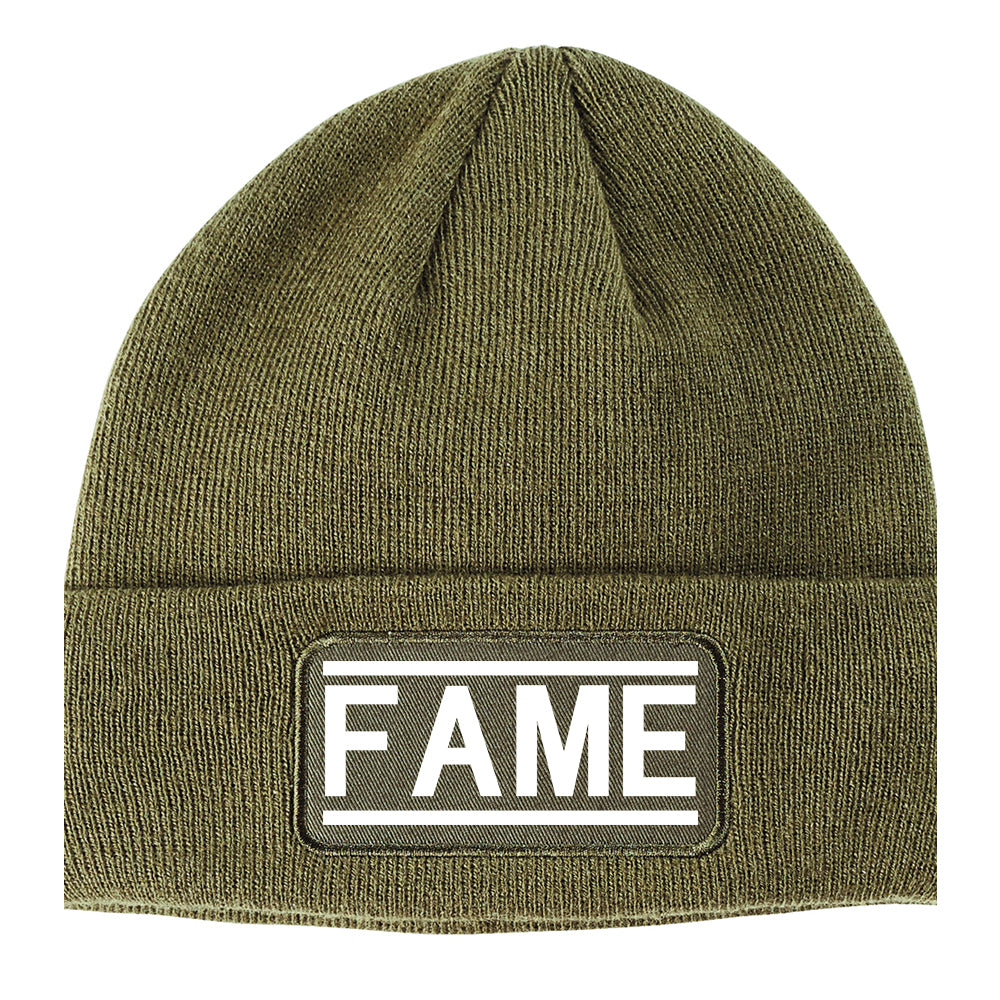 Fame Famous Winter Knit Adult Beanie Hat Olive Green