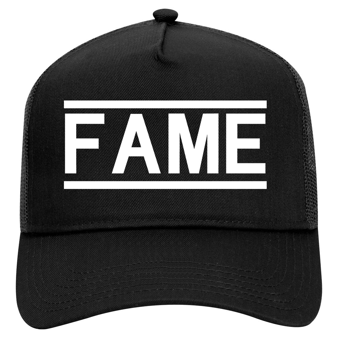 Fame Famous Mens Mesh Trucker Hat Black