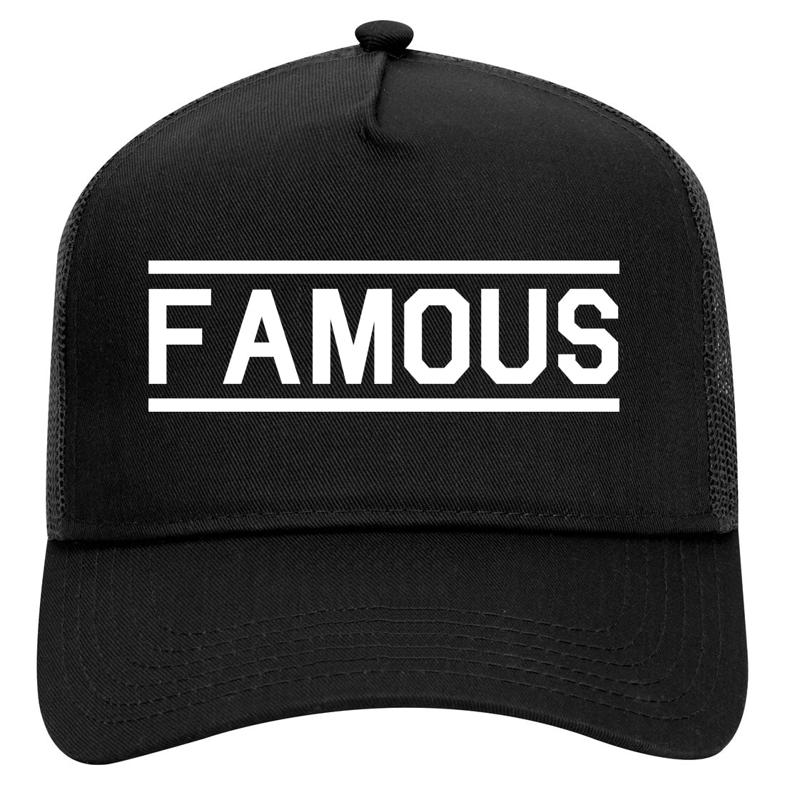 Famous Mens Mesh Trucker Hat Black
