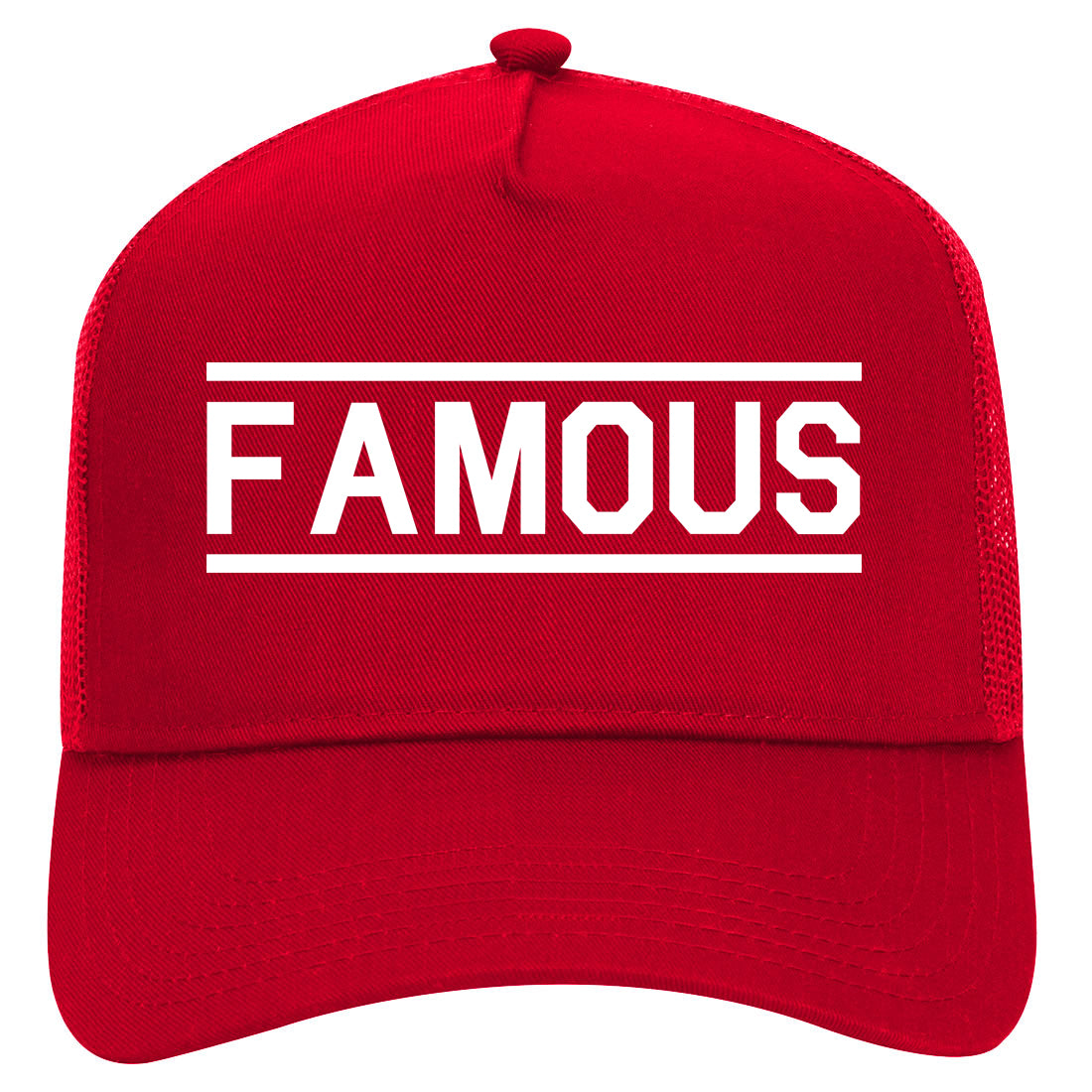Famous Mens Mesh Trucker Hat Red