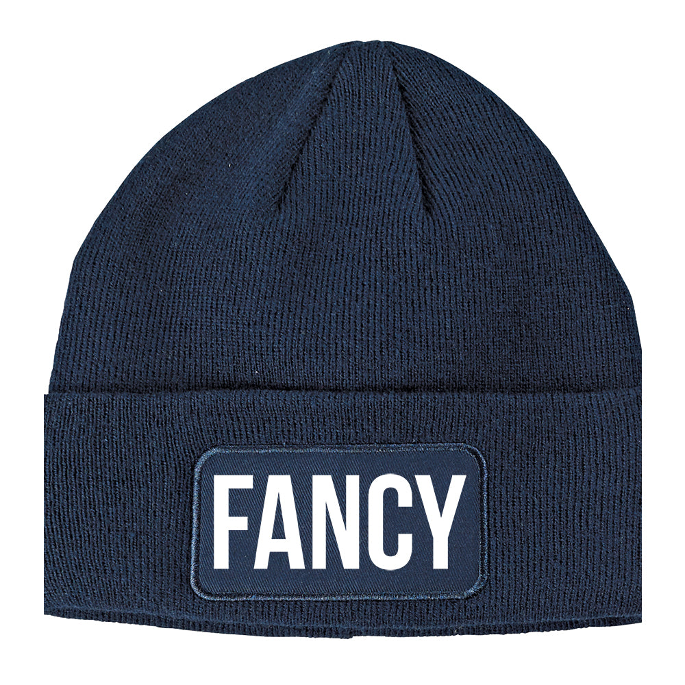 Fancy Winter Knit Adult Beanie Hat Navy Blue