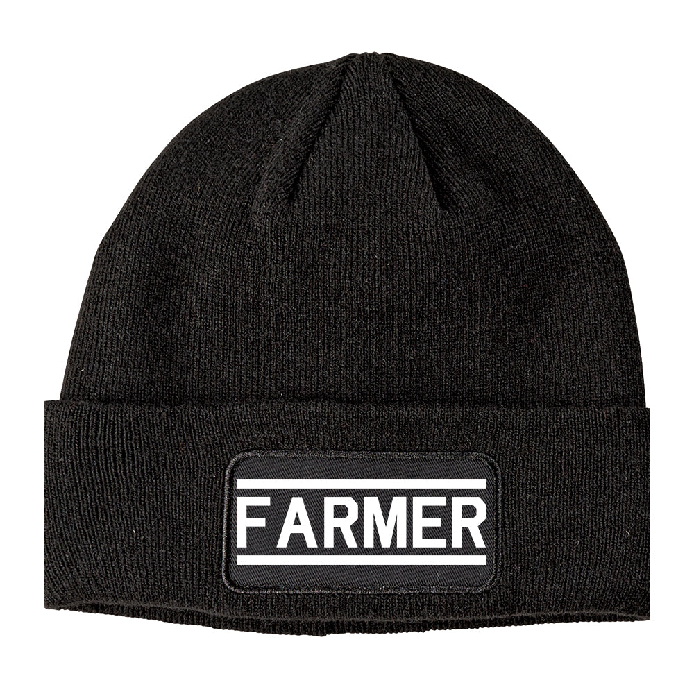 Farmer Farm Winter Knit Adult Beanie Hat Black