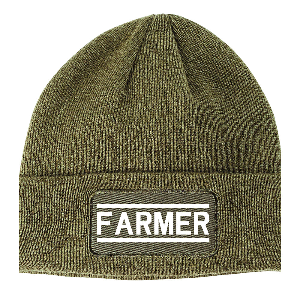 Farmer Farm Winter Knit Adult Beanie Hat Olive Green