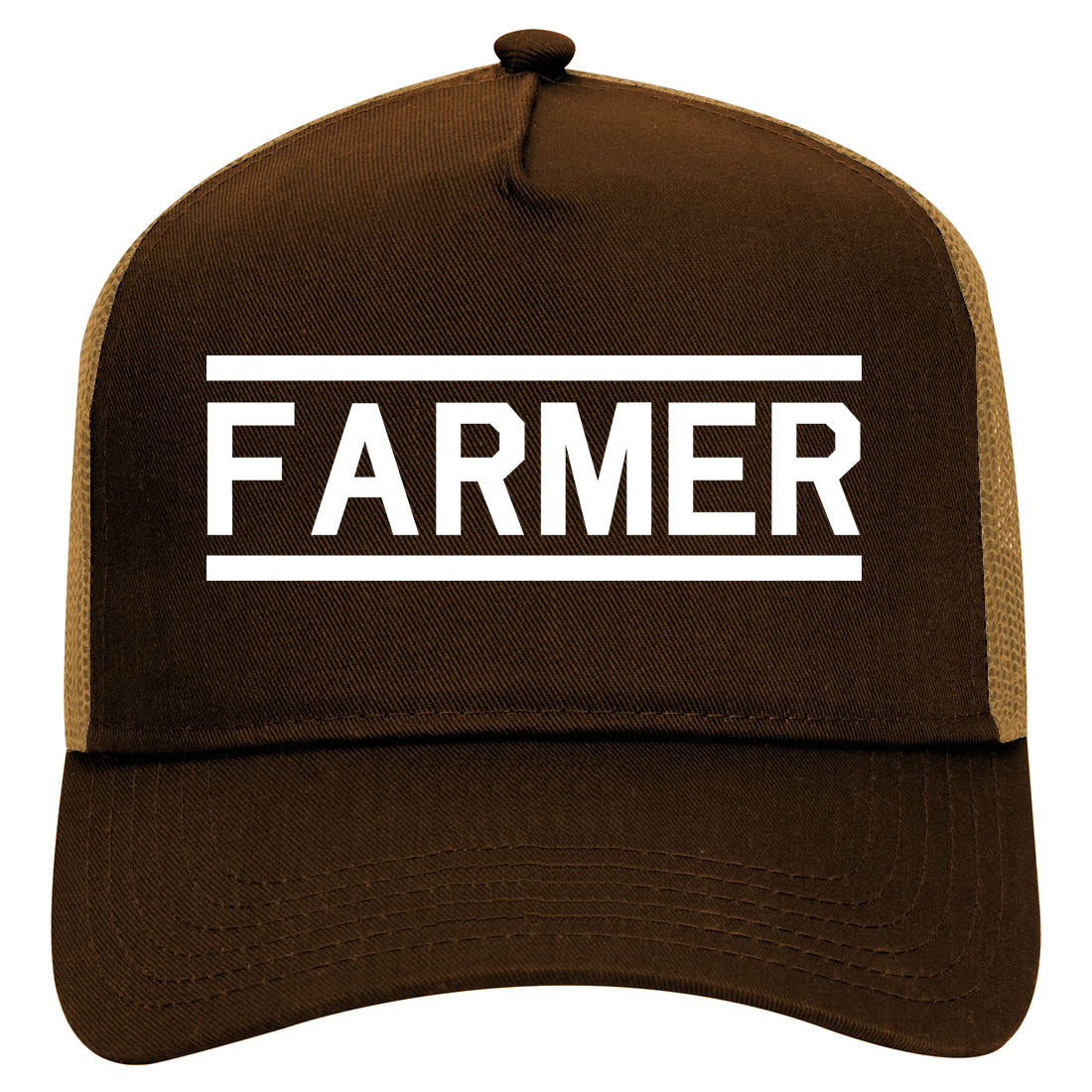 Farmer Farm Mens Mesh Trucker Hat Brown