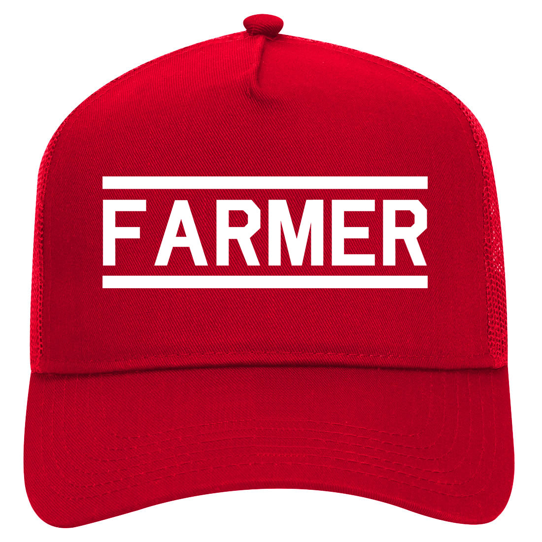 Farmer Farm Mens Mesh Trucker Hat Red