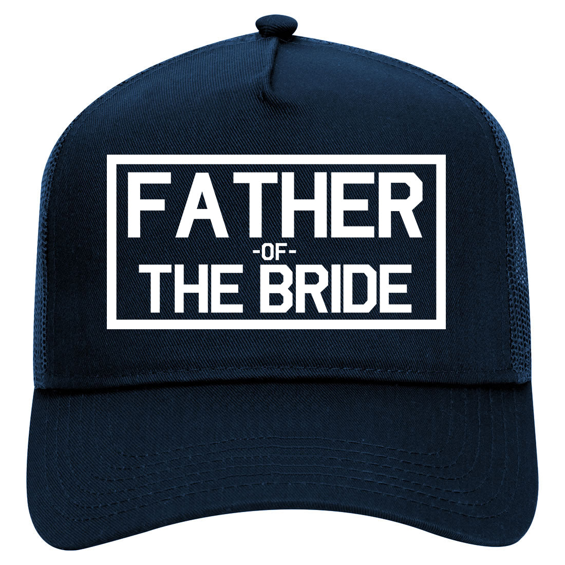 Father Of The Bride Mens Mesh Trucker Hat Navy Blue