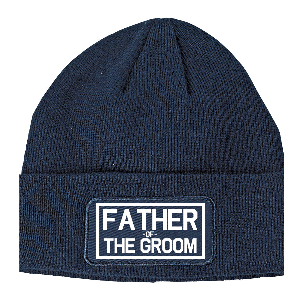 Father Of The Groom Winter Knit Adult Beanie Hat Navy Blue