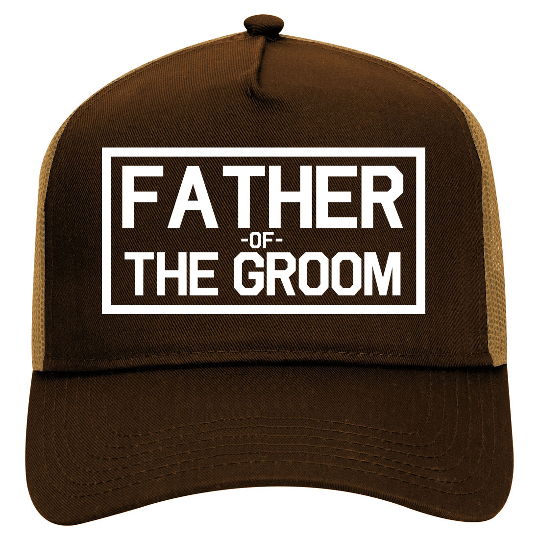 Father Of The Groom Mens Mesh Trucker Hat Brown