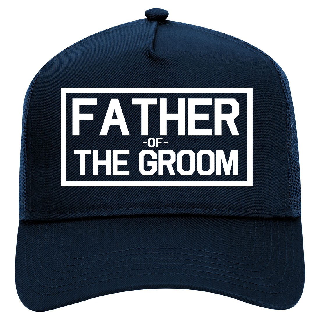 Father Of The Groom Mens Mesh Trucker Hat Navy Blue
