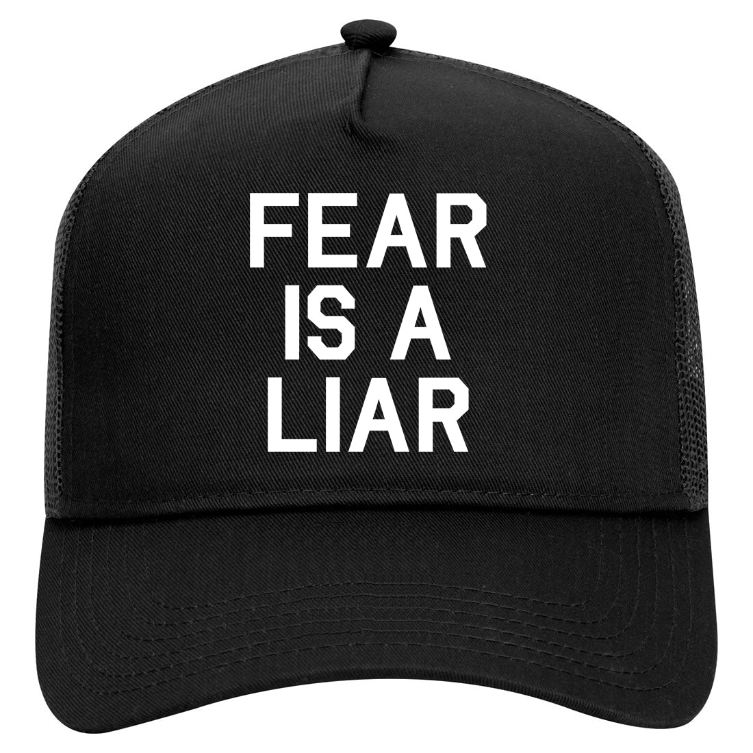 Fear Is A Liar Motivational Mens Mesh Trucker Hat Black
