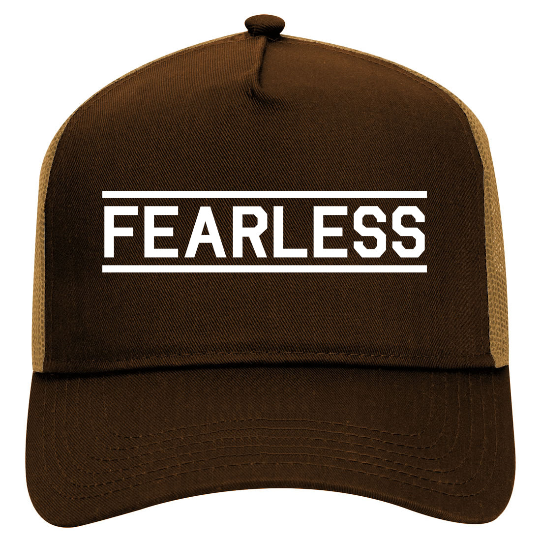 Fearless Gym Mens Mesh Trucker Hat Brown
