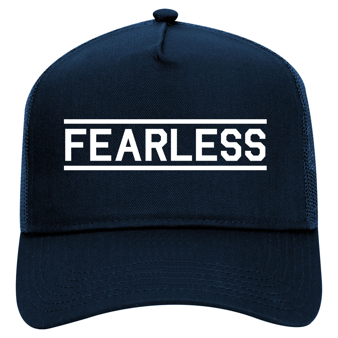 Fearless Gym Mens Mesh Trucker Hat Navy Blue