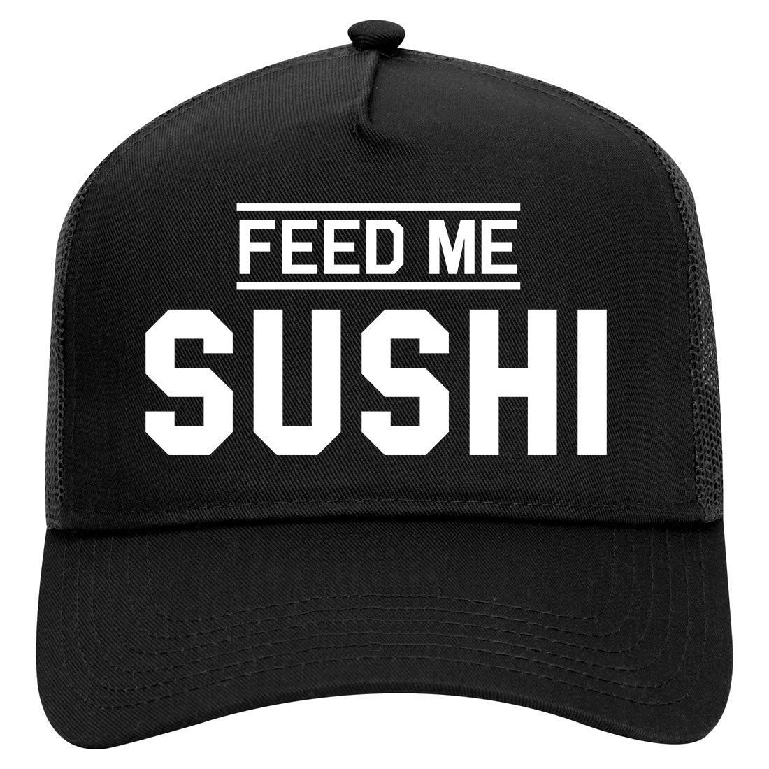Feed Me Sushi Mens Mesh Trucker Hat Black