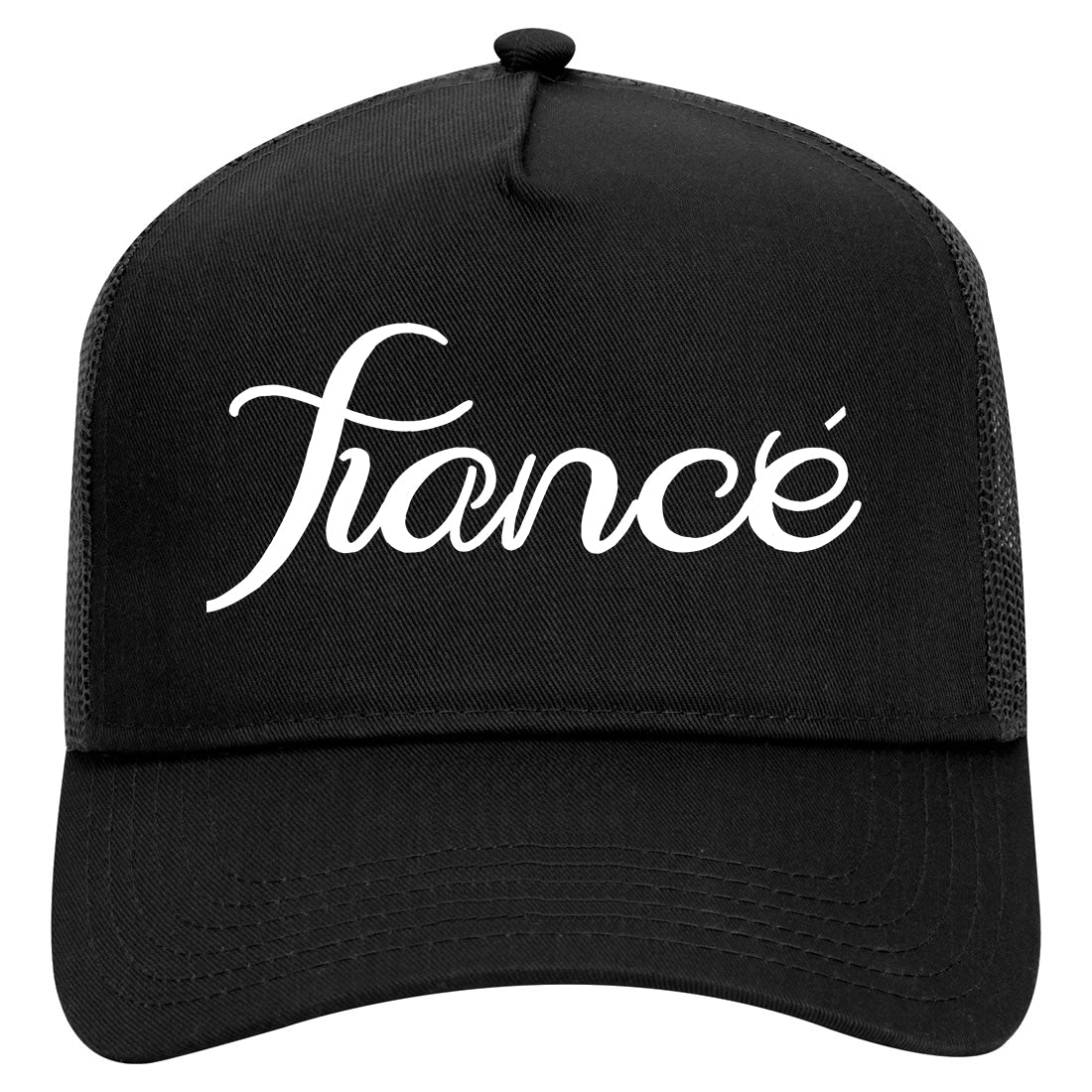 Fiance Engaged Engagement Mens Mesh Trucker Hat Black