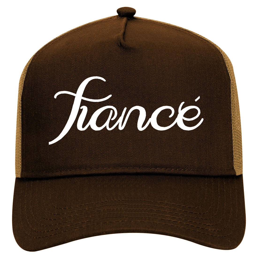 Fiance Engaged Engagement Mens Mesh Trucker Hat Brown
