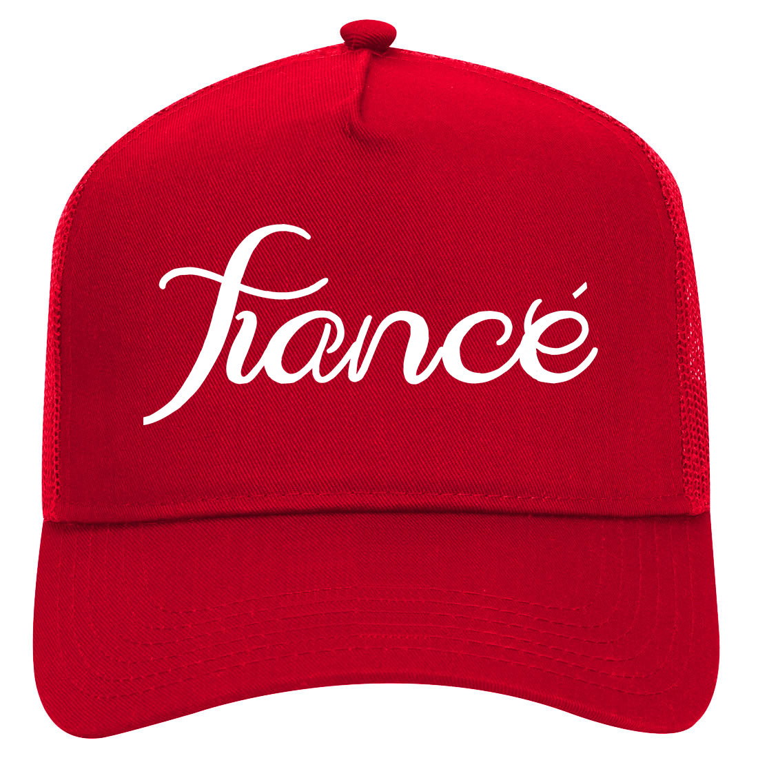 Fiance Engaged Engagement Mens Mesh Trucker Hat Red