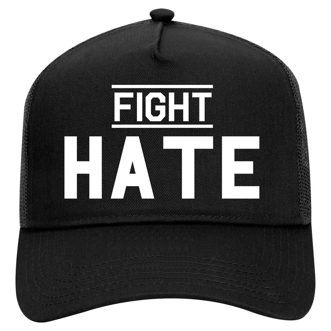 Fight Hate Mens Mesh Trucker Hat Black